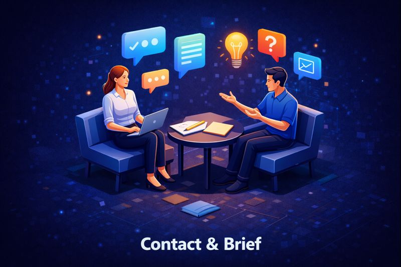 Contact et Brief projet - Échange mail call compréhension besoins objectifs contraintes client